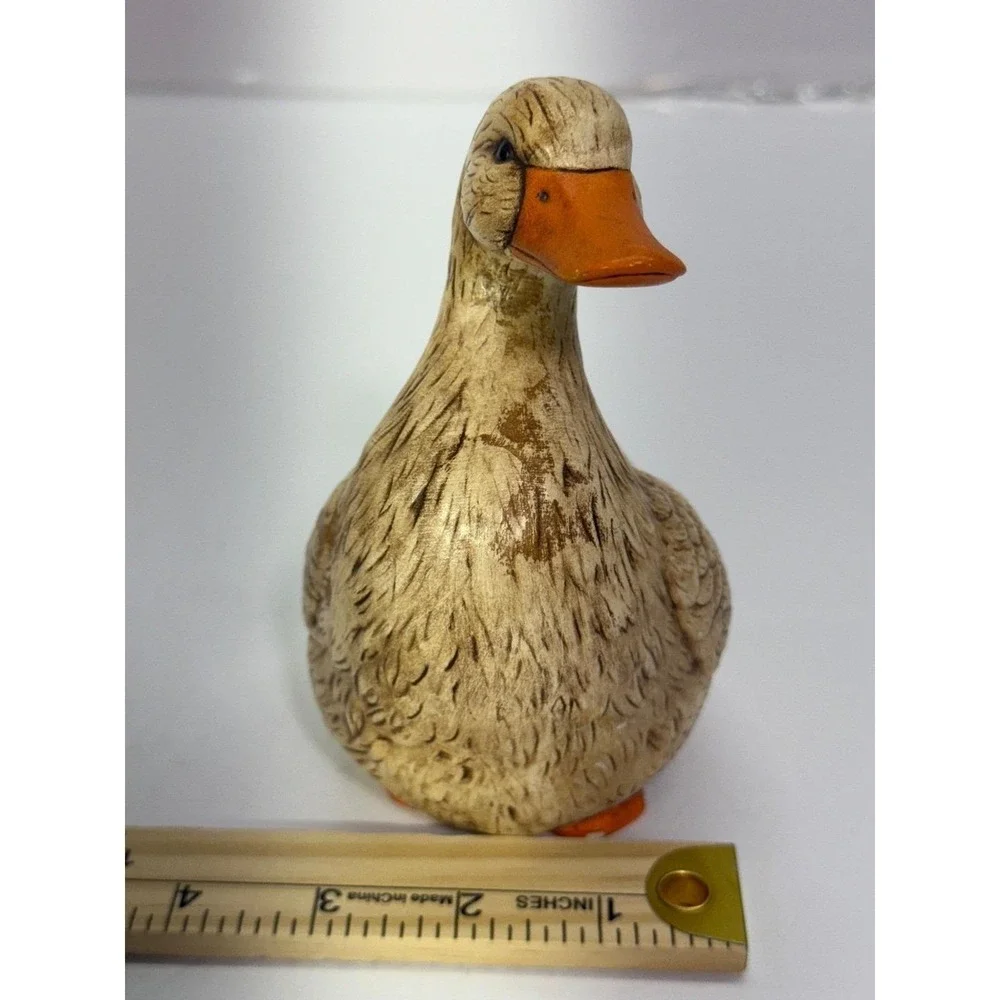 Vintage 1989 Sarah Matzke Hand Painted Ceramic Duck Figurine Folk Art Signed 5